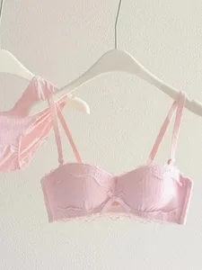 Blonde sexy undertøyssett Push Up Tykk polstret små brystforbedring formende Halvkopp BH Skjult Brise Intimates Undertøy