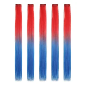 5 stks/set Clip in Hair Extensions Synthetische Haarstukjes Gekleurde Party Hoogtepunten voor Meisjes 18 inch Multi-kleuren Steil Haar