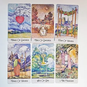 Printed on 350GSM Double-embossed Cardstock 12*7cm Rediscovered Classic Tarot Deck 78 Pcs Tarot Cards Drawn with Ball Pens