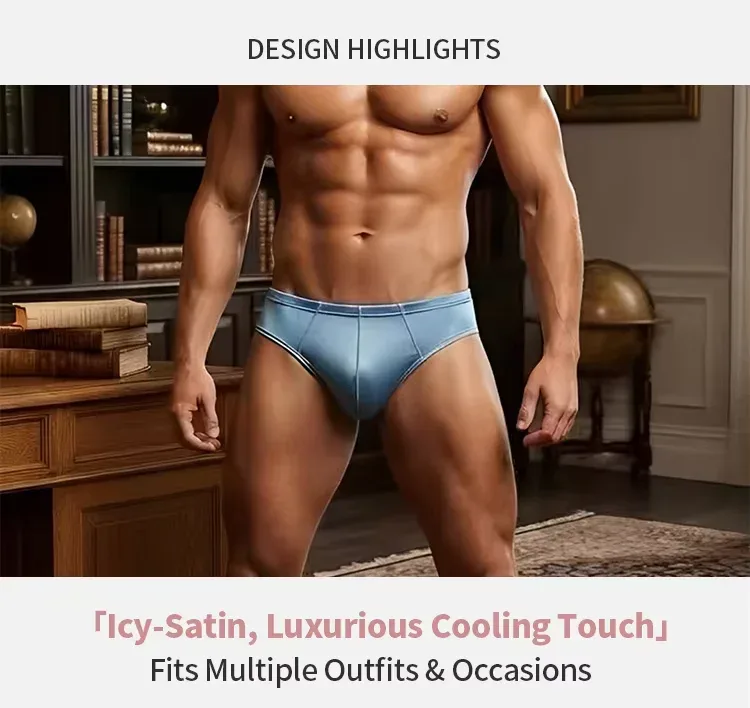 1/3Pcs Satin Nylon Men's Briefs Skin-friendly Breathable Mens Underwear Panties Large Crotch Pouch Man Bikini Underpants Briefs