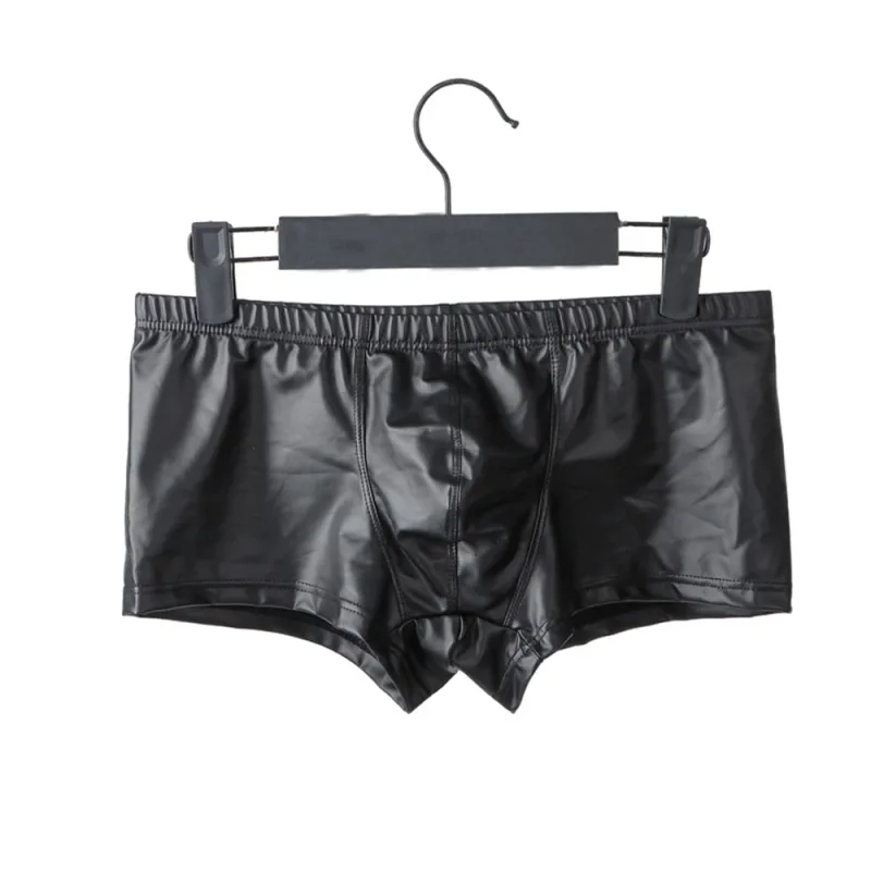 Sexiga herrunderkläder Bulge Pouch Boxershorts Trunks Nattklubb Wet Look Låg midja Man Trosor Boxersunderkläder