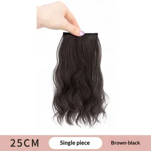 합성 머리 곱슬 머리 25/35cm 미니 헤어 패드 머리 자연 블랙 브라운 머리 확장 클립 여성용 헤어 피스 헤어 가발