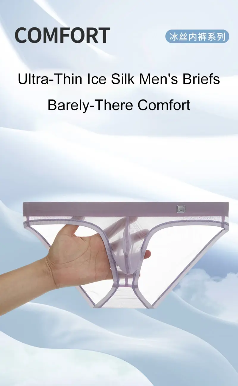 Ice Silk Ultra-thin Men Underwear Seamless Transparent Quick Drying Briefs Sexy U Bulge Pouch Triangle Underpants Erotic Panties
