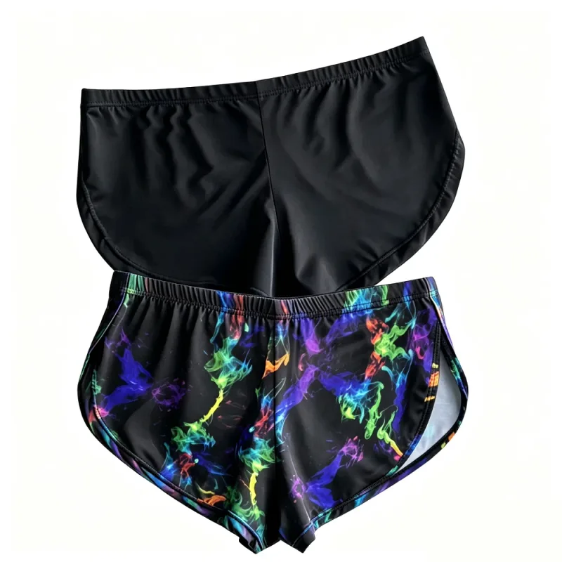 Mode unikt röktryck för män med delad sida Ice Silk Trunks Låghöjd Snabbtorka Sport Lounge Shorts för gym Dagligt löparkläder