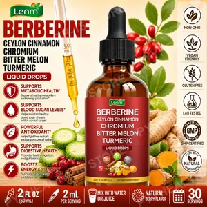 Gotes líquides de berberina Lenm amb canyella de Ceilan, crom, meló amarg, cúrcuma per al benestar metabòlic, 60 ml, 30 porcions