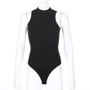 Europeisk och amerikansk stil basic slim fit enfärgad jumpsuit med underlager ärmlös tight och sexig topp