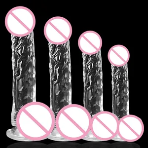 Makatotohanang Soft Dildo para sa mga Babaeng Baguhan Transparent na Ari na may Malakas na Suction Cup Hands-Free Play para sa Adult Sex Masturbator