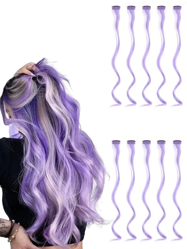 10 pezzi di extension per capelli colorati clip in ricci ondulati estensione colorata per bambini ragazze feste in evidenza clip sintetica nel parrucchino