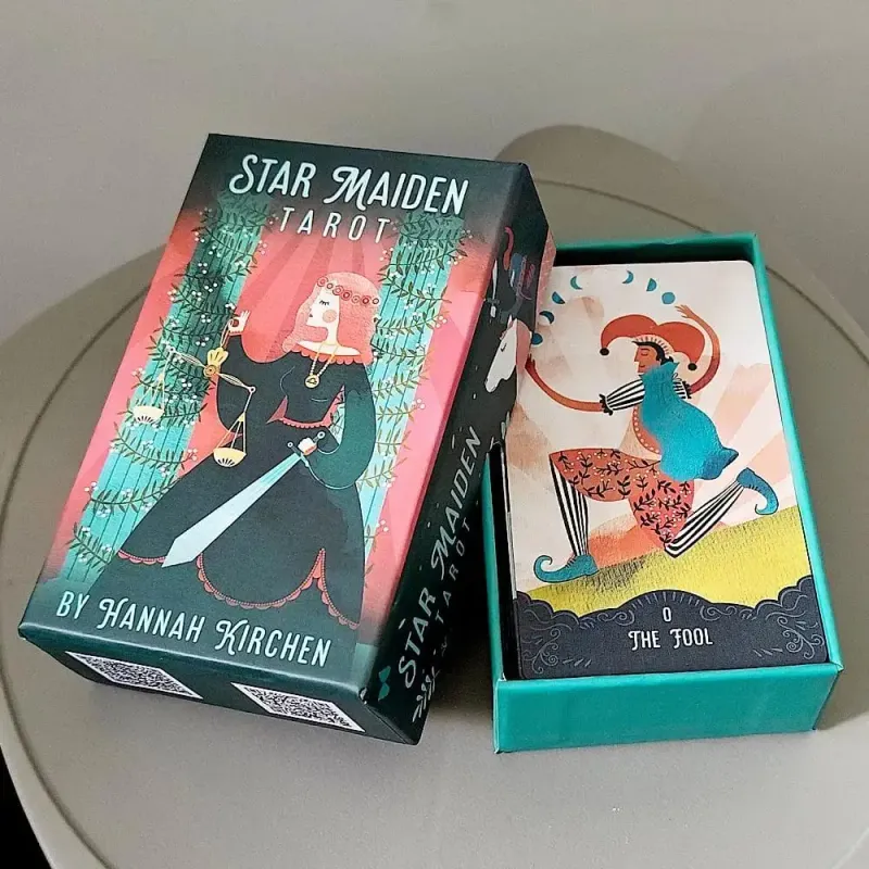 Star Maiden タロットデッキ 78 カードデッキ 美的天体神聖タロットカード 2 ピース硬質ボックス入り ダブルエンボス加工 12*7cm