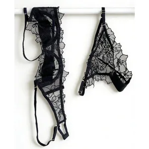 Padded Bra Set Small Bust | Lace Embroidered & Mesh Underwear Set with Soft Underwire Comfortable Demi Cup Sexy Tushy Panty PP