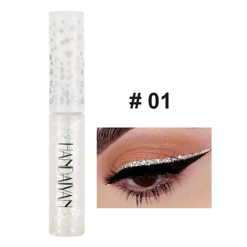 12 Farben glänzende Eyeliner Pigment Silber Roségold Farbe Glitzer flüssiger Eyeliner metallisches buntes Make-up für Frauen