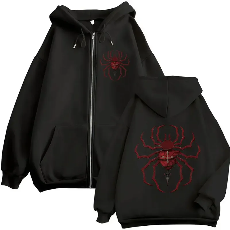 انیمه Hunter X Hunter Phantom Troupe Spider Logo زیپ هودی زیپی ژاکت مردانه زیپ دار کلاهدار ژاکت آستین بلند.