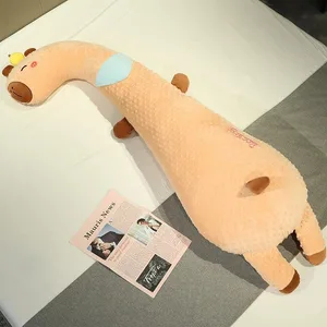 긴 동물의 몸 베개 부드러운 도트 플러시 잠자는 베개 귀여운 만화 인형 사이드 슬리퍼 다리 베개 침대 쿠션 홈 인테리어 선물