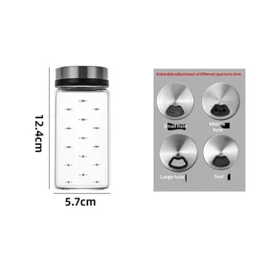 200/300/500 ml korkeaborosilikaattilasimaustepurkki Suola Seesami Kiinteä Mausteen sinetti Pullo Pippurimaustesekoitin pyörivällä kannella
