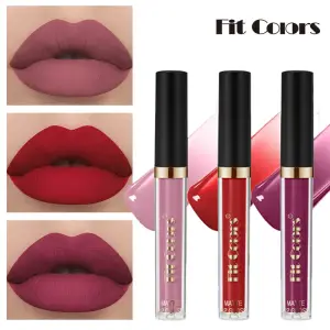 Batom fosco de longa duração, brilho labial hidratante antiaderente, maquiagem à prova d'água, batom sexy roxo vermelho
