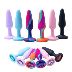 Silikon analplugg för kvinna 3 storlekar Butt Plug Crystal Base Sexleksaker Analleksaker Sexpropp Vuxenleksaker Analtränare för par