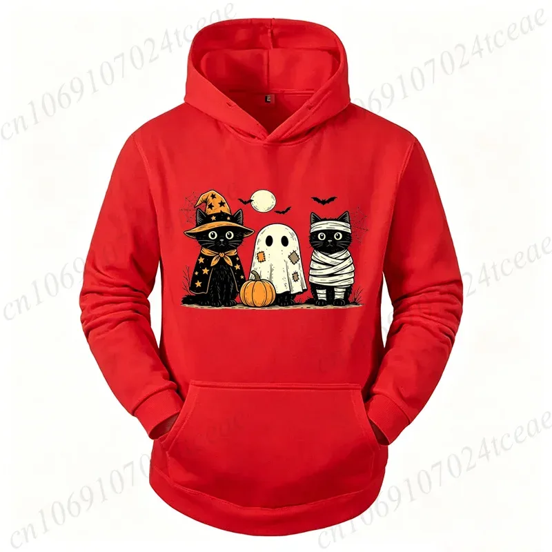 Black Cat Pumpkin Hoodies Ghots Gothic Fall Cat Sweatshirts Sweatshirts Halloween Spooky Season Tracksuits Halloween Party Gift