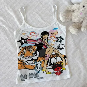 Crop Top Ženy Estetické triky Y2k Topy z roku 2000 s podvazky Emo gotické oblečení Ženy Dámské oblečení Dámský korzet Harajuku
