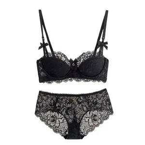 Modest French Pure Desire Bralette AB-Cup, vollständig bedeckender Spitzen-BH und Set, Push-up-BH für kleine Brüste, drahtlos, für mollige Mädchen, Schleife in Übergröße