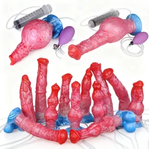 Silicone Inflatable Ejaculation Knot Dildo Adjustable Girth Squirting Fantasy Horse Penis Adult Sex Toys Anal Dilator