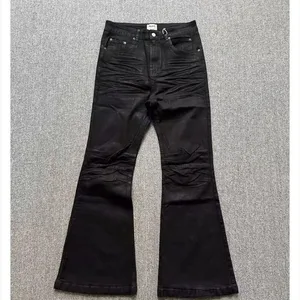American High Street Vintage pantalones vaqueros de pierna ancha para hombres pantalones acampanados ajustados de calle