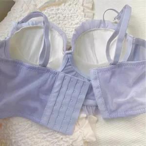 Japanese Corset for Women Wire Free Boning Bustier Top Sexy Lace Up Lingerie Set Pure Desire Small Chest No Steel Ring MOYISU