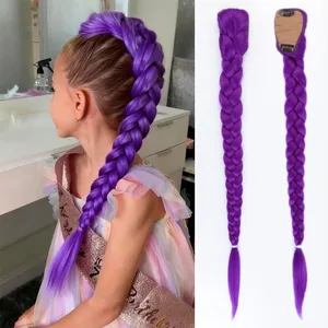 26 Inch Synthetische BB clip Vlechten Hair Extensions Paars Haar Voor Box Braid Voor Vrouwen Halloween Kerstmis Nieuwjaar Carnaval muziek