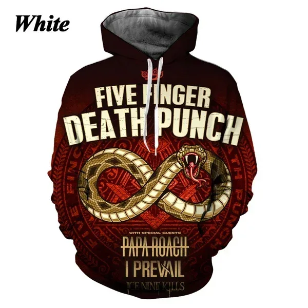 Men's and Women's Five Finger Death Punch Hoodies 3D Printing Casual Autumn and Winter Sweatshirts Hip-hop Rock Hoodie