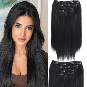 Synthetic 4PCS Clip in Hair Extensions 14inch Straight Hair Extensions with BB Clips Invisible Seamless Hairpiece for Women Use