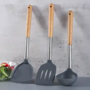 Silicone na kagamitan sa kusina silicone spatula wooden handle silicone spatula silicone soup kutsara tumutulo spatula non-stick pan