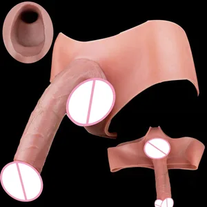 Male Strap-On Long Hollow Dildo Ultra Realistic Penis Extend Sleeve Pants насадка на член Male Cock Cover Sex Toys