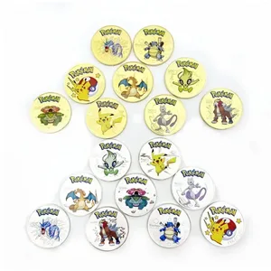 Pokemon guldmønter Pikachu Anime erindringsmønt Charizard Gyldne runde metalmøntlegetøj
