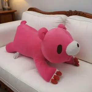 핑크 거짓말 곰 플러시 베개 귀여운 긴 몸 인형 인형 부드러운 푹신한 장식 잠자는 쿠션 선물