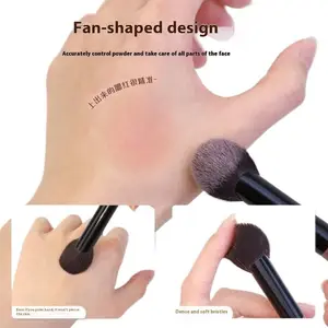 【B】 1 bucă perie pentru fard de obraz în formă de evantai, pudră, fard de obraz, cremă, fard de obraz lichid, pensule de machiaj, pensulă precisă pentru fard de obraz, instrumente de machiaj
