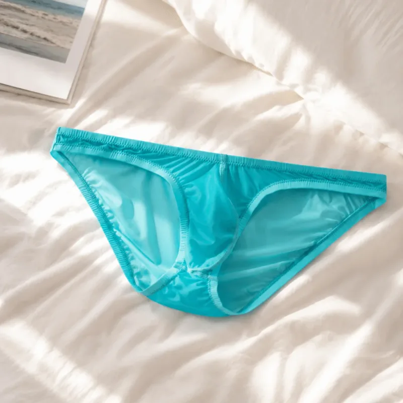 Comfortable Low Waist Ice Silk Briefs Transparent Lingerie Bikini Briefs Mesh Ultra-Thin Men's Triangle Panties Youth