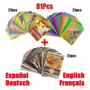 81-36 db Pokemon kártya Német Spanyol Francia Angol Vmax GX Energy Card Pikachu Ritka Gyűjtemény Battle Trainer Fiúk Ajándék Játékok