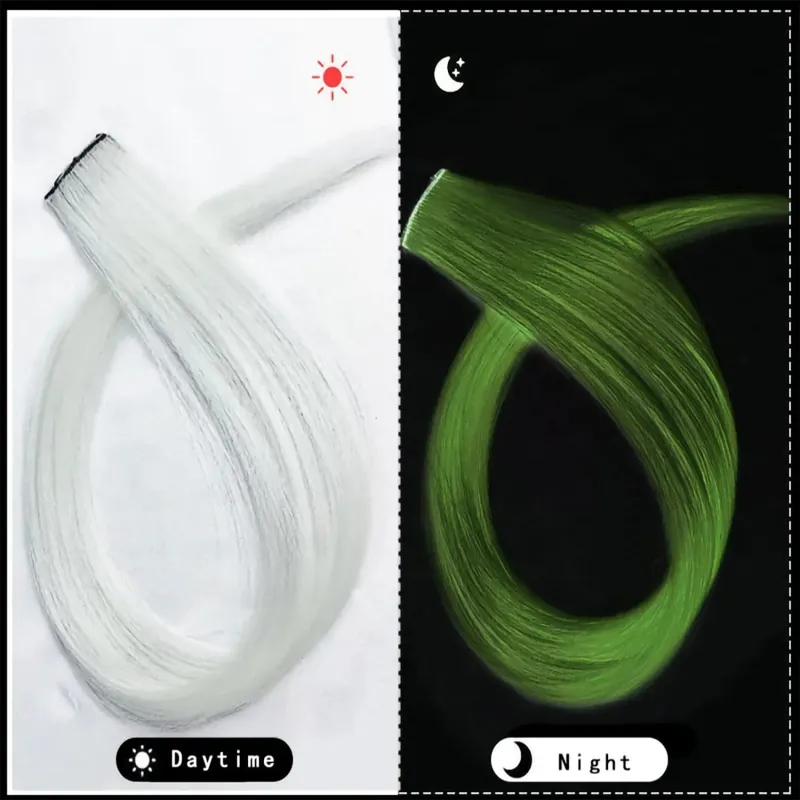 5pc 20 pollici Glow in The Dark estensioni dei capelli clip luminosi posticci colorati partito arcobaleno fermagli per capelli parrucca diritta sintetica