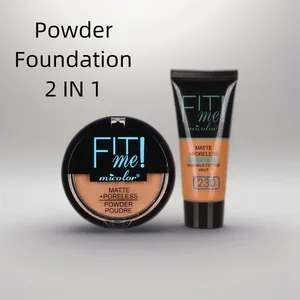 Micolor Fit Me 2 IN 1 Huokoton puuteri ja nestemäinen meikkivoide Täysi peittävä nestemäinen peitevoide arvet Dark Circles akne kosmeettinen setti