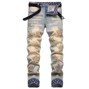 Pantalones vaqueros Vintage para hombre, pantalones pitillo elásticos lavados desgastados a media cintura, pantalones rectos hasta el tobillo, ropa de calle vaquera de otoño 2024