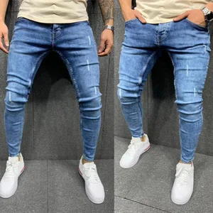 Jeans Para Hombre Jeans Denim Distressed S 3xl Jeans Elásticos Slim Moda Pantalones De Hombre Moda Street Style Ripped Skinny Jeans