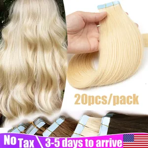 Blonde Straight Tape Sa Mga Extension ng Buhok ng Buhok ng Tao 20pcs/Pack Straight Natural Black Blonde Brown Tape Ins Mga Extension ng Buhok 12-20inches Walang Seamless Double Side Skin Weft Tape Sa Mga Extension ng Buhok Para sa Babae