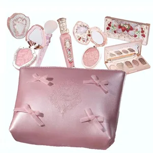 ערכת איפור Flowernows ערכת מתנה Shimmer Full Box סומק עמיד לאורך זמן קטיפה קרם שפתיים עם תיק Kit De Maquiagem