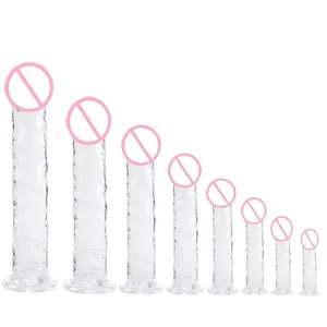 Super Ieftin 7 Dimensiuni 5 Culori Realistic Moale Jeleu Dildo Ventuza Jucarie Sexuala Adulti pentru Femei si Barbati Masturbator vaginal si anal