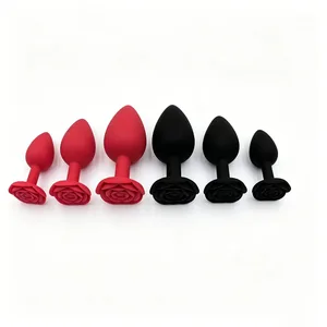 Soft Silicone Rose Flower Anal Plug Beginner to Expert 3 Sizes Butt Plug Anus Trainer Dildos Adule Sex Toys Para sa Mag-asawang Babae Lalaki