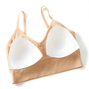 Sexig ribbad bh-string-set Dammode Rygglösa underkläder Franska trådlös triangelkopp Bekväma underkläder som andas