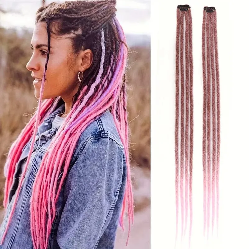 Extensiones de Rastas finas, color marrón degradado, Rubio, sintético, hecho a mano, trenzas individuales para hombres, estilo Hip Hop Street, 2 uds.